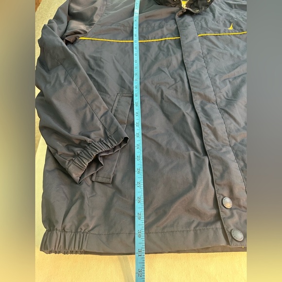 Nautica Windbreaker Weather Resistant Navy w/Yellow Lining & Hidden Hood Size 3X - Picture 12 of 12